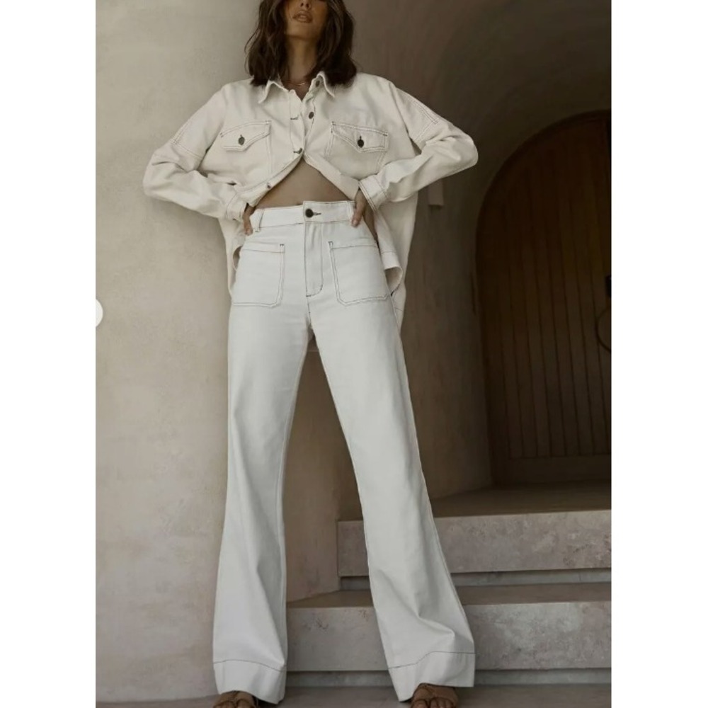 DISSH Peri Wide Leg Jeans Womens SZ 4 Off White High Waist Modern Minimal NEW